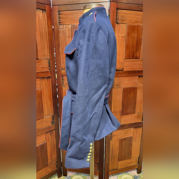 Woman's Banana Republic x Olivia Palermo Belted Military Jacket Navy w/ Red Trim - Picture 5 of 15
